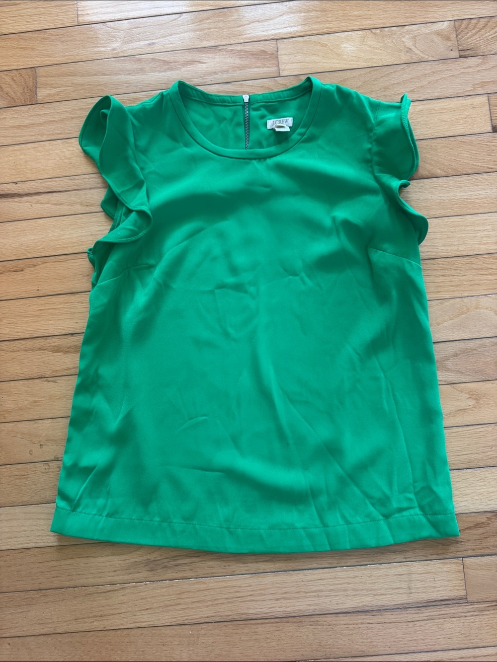 J. Crew Emerald Green Ruffle Sleeve Blouse Women Size 8